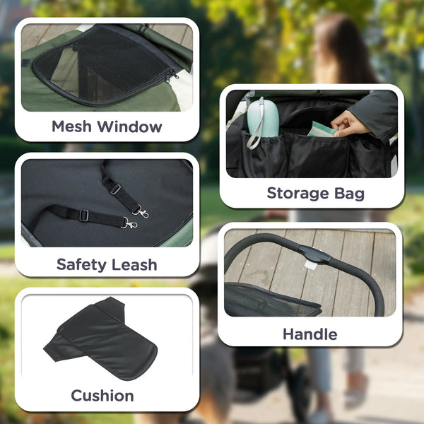 PawHut 210V Shock Absorbing Large Pet Stroller