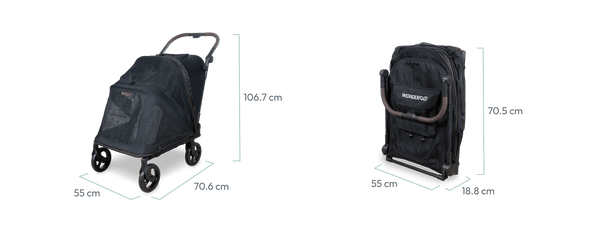 WonderFold Hudson Pet Stroller | with FlatFold™ Technology-Pet Strollers-WonderFold- Silver Circle Pets