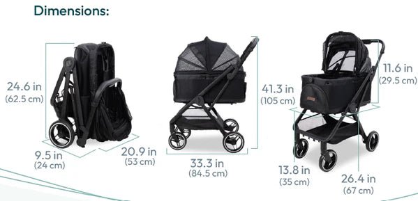 WonderFold P3 3-in-1 Pet Stroller Travel System-Pet Strollers-WonderFold- Silver Circle Pets