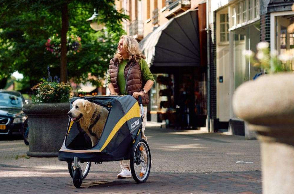 The Innopet Hercules dog trailer being used as a dog stroller