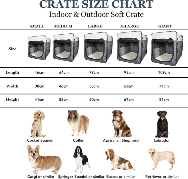 Henry Wag Folding Fabric Travel Pet Crate | 5 Sizes