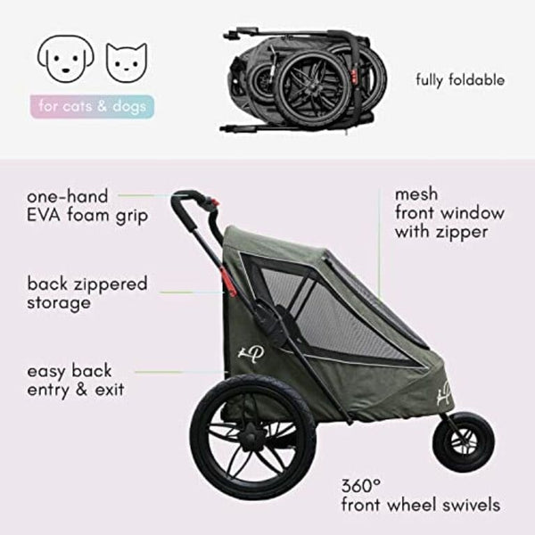 Petique Breeze Pet Jogger Stroller incl. Free Rain Cover & Bike Adapter