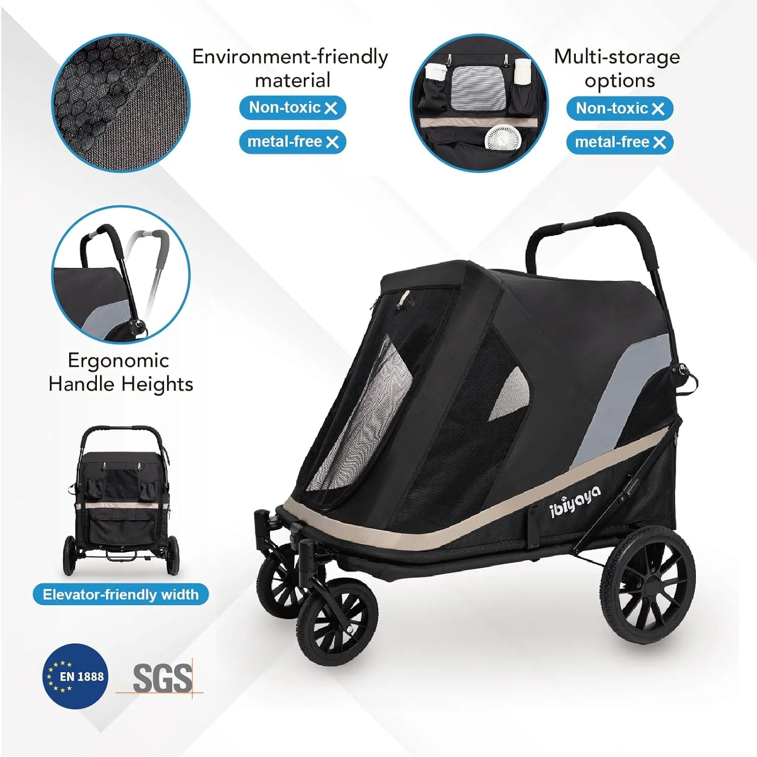 x large dog stroller Ibiyaya Grand Cruiser Large Dog Stroller U.K | 10% Off