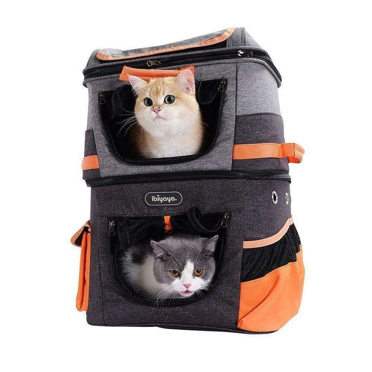 ibiyaya two tier cat backpack - silver circle pets