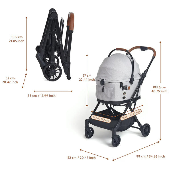 FikaGO Flytta Plus Detachable Pet Stroller | 3-in-1 Pet Travel System