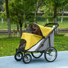 PawHut 197V Large Foldable 4-Wheel Pet Stroller Incl. Removable Cushion Dog Stroller PawHut Silver Circle Pets 