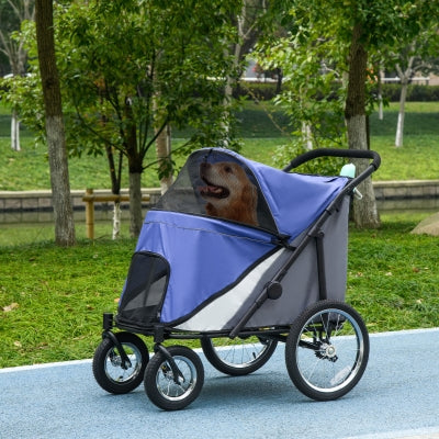 pawhut large dog stroller PawHut 197V Large Foldable 4-Wheel Pet Stroller Incl. Removable Cushion – Silver Circle Pets