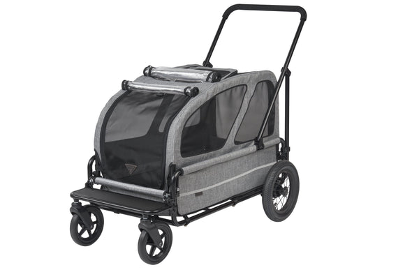 AirBuggy Cube Carriage Pet Cart | Integrated Ramp | Modular Roof-Pet Stroller-AirBuggy- Silver Circle Pets