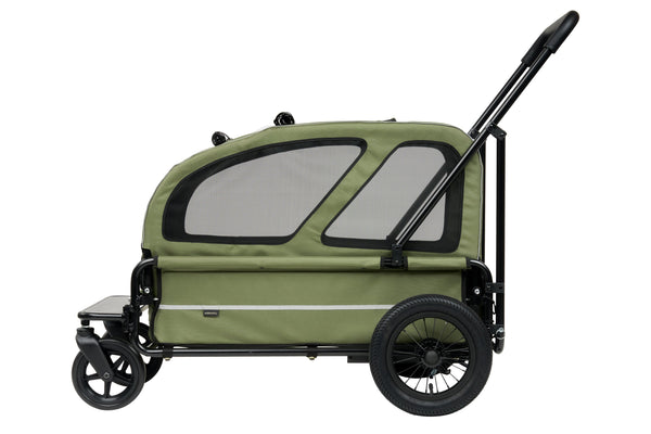 AirBuggy Cube Carriage Pet Cart | Integrated Ramp | Modular Roof-Pet Stroller-AirBuggy- Silver Circle Pets