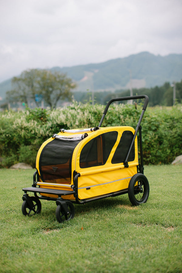 AirBuggy Cube Carriage Pet Cart | Integrated Ramp | Modular Roof-Pet Stroller-AirBuggy- Silver Circle Pets