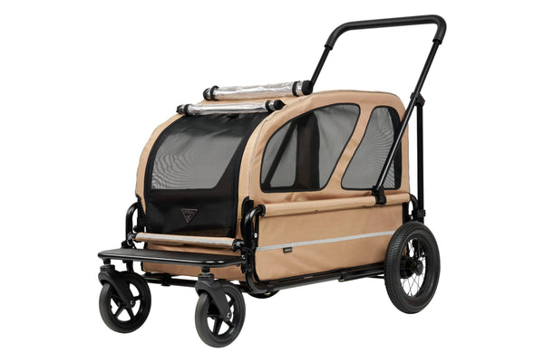 AirBuggy Cube Carriage Pet Cart | Integrated Ramp | Modular Roof-Pet Stroller-AirBuggy- Silver Circle Pets