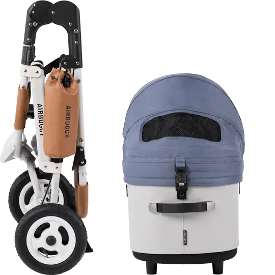 AirBuggy DOME 3 Brake Pet Stroller & Travel System | Handbrake | Slim Fold-Pet Stroller-AirBuggy- Silver Circle Pets