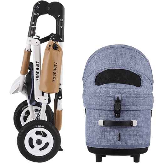 AirBuggy DOME 3 Brake Pet Stroller & Travel System | Handbrake | Slim Fold-Pet Stroller-AirBuggy- Silver Circle Pets