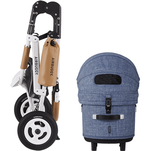 AirBuggy DOME 3 Brake Pet Stroller & Travel System | Handbrake | Slim Fold-Pet Stroller-AirBuggy- Silver Circle Pets