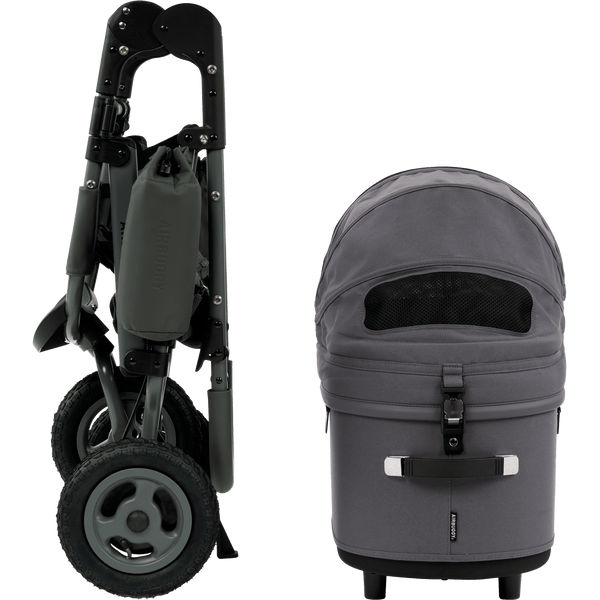AirBuggy DOME 3 Premier Pet Stroller & Travel System | Self-Standing | Slim Fold-Pet Stroller-AirBuggy- Silver Circle Pets