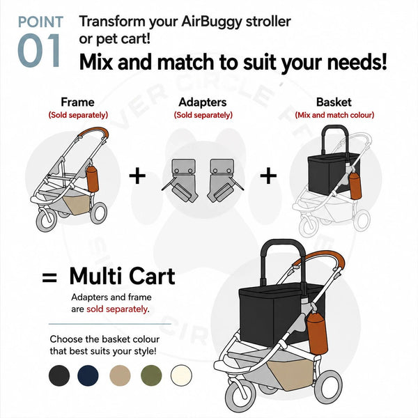 AirBuggy Multi-Basket | For DOME 2 & DOME 3-Pet Stroller Accessory-AirBuggy- Silver Circle Pets