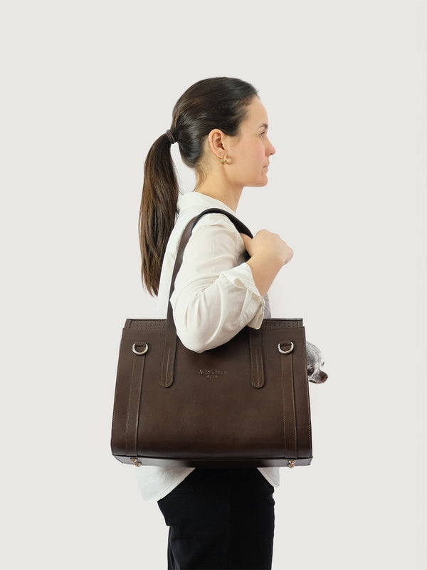 Arnold & Co The Classic | Leather Pet Carrier-Pet Carrier-Arnold & Co- Silver Circle Pets