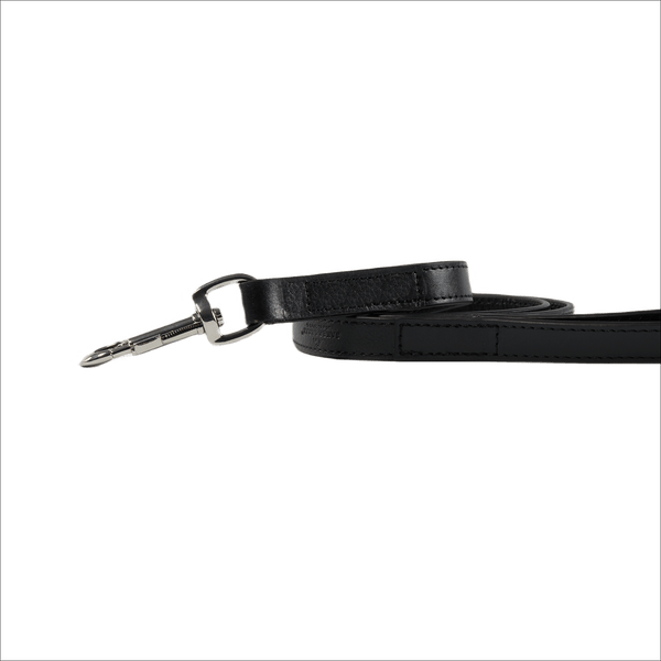 Baker & Bray Sustainable Designer Leather Dog Lead | Black-Dog Leash-Baker & Bray- Silver Circle Pets