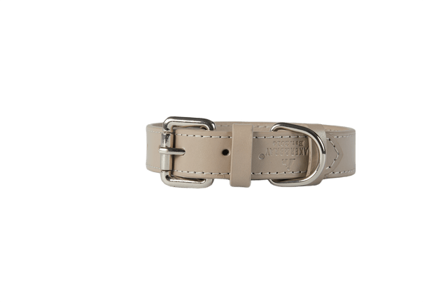 Baker & Bray Sustainable Leather Dog Collar & Lead Set | Ash-Dog Collar & Lead-Baker & Bray- Silver Circle Pets