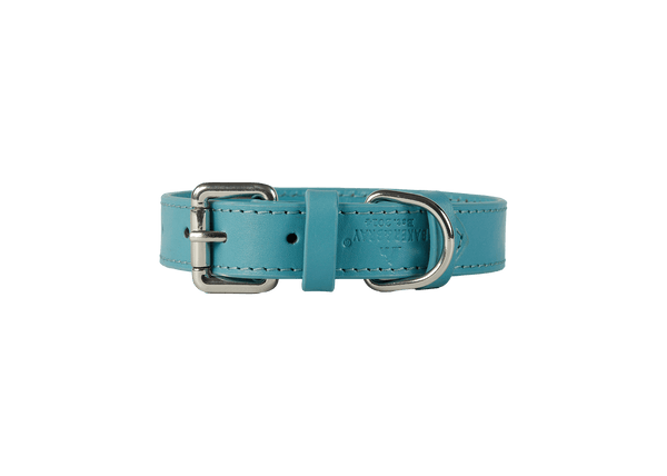 Baker & Bray Sustainable Leather Dog Collar & Lead Set | Lagoon-Collar & Leash Set-Baker & Bray- Silver Circle Pets