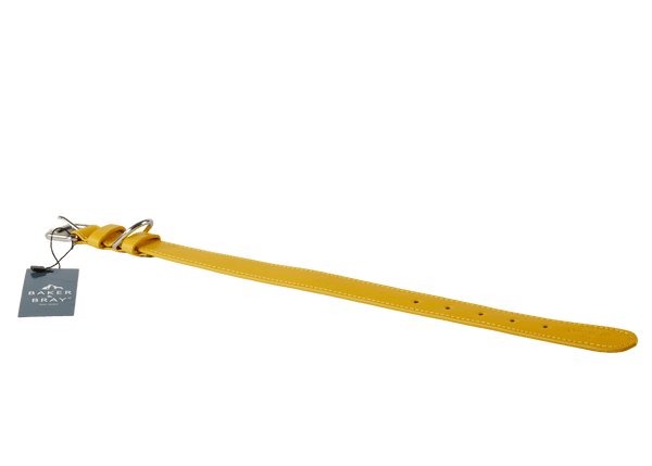Baker & Bray Sustainable Leather Dog Collar & Lead Set | Lemon-Dog Collar & Lead-Baker & Bray- Silver Circle Pets