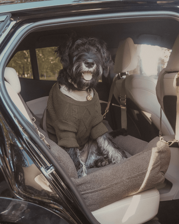 By Teddy Extra Large Cosy Dog Car Seat | Vegan Sherpa Fabric-Dog Car Seat-By Teddy- Silver Circle Pets