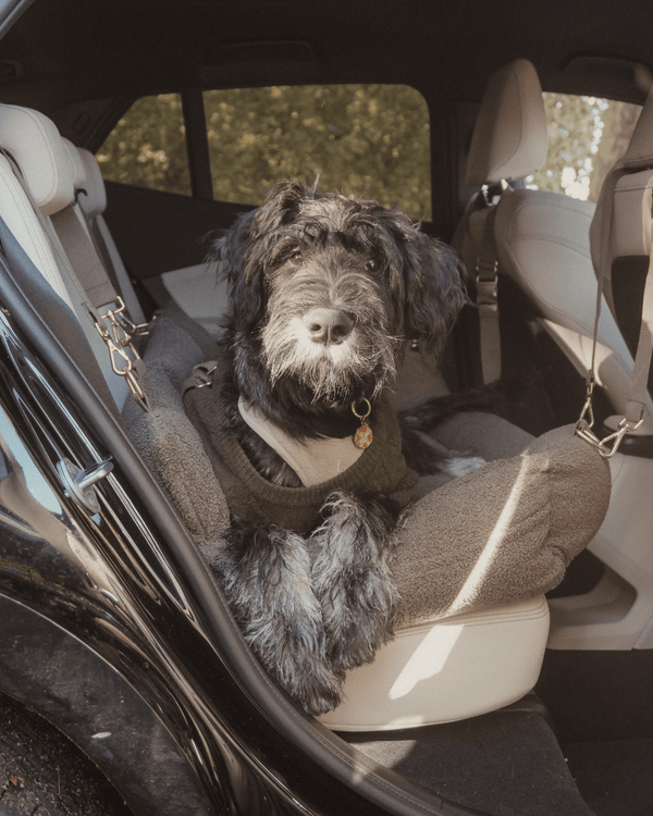 By Teddy Extra Large Cosy Dog Car Seat | Vegan Sherpa Fabric-Dog Car Seat-By Teddy- Silver Circle Pets
