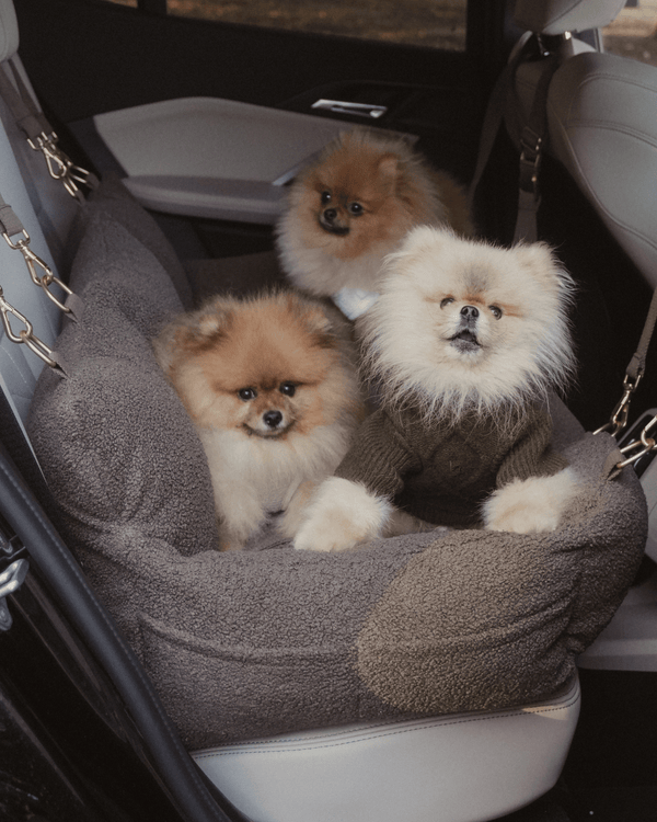 By Teddy Extra Large Cosy Dog Car Seat | Vegan Sherpa Fabric-Dog Car Seat-By Teddy- Silver Circle Pets