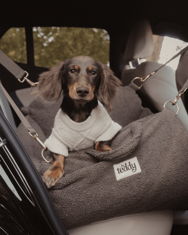 By Teddy The Cosy Dog Car Seat | Vegan Sherpa Fabric-Dog Car Seat-By Teddy- Silver Circle Pets
