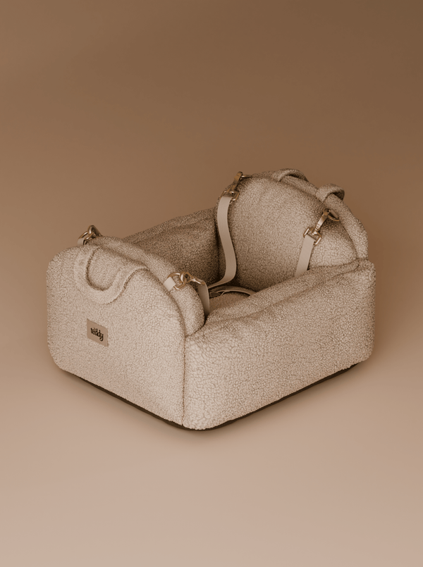 By Teddy The Cosy Dog Car Seat | Vegan Sherpa Fabric-Dog Car Seat-By Teddy- Silver Circle Pets