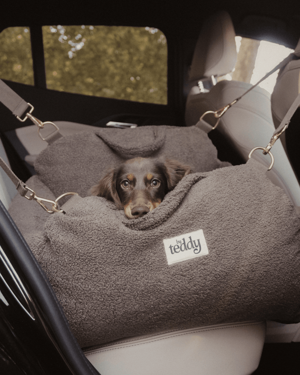 By Teddy The Cosy Dog Car Seat | Vegan Sherpa Fabric-Dog Car Seat-By Teddy- Silver Circle Pets