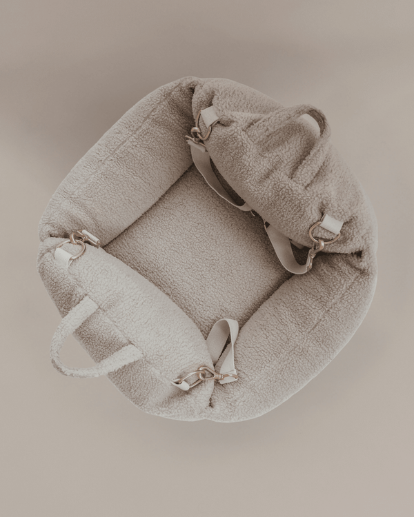 By Teddy The Cosy Dog Car Seat | Vegan Sherpa Fabric-Dog Car Seat-By Teddy- Silver Circle Pets
