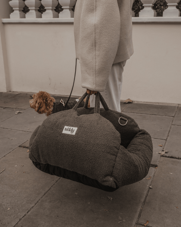 By Teddy The Cosy Dog Car Seat | Vegan Sherpa Fabric-Dog Car Seat-By Teddy- Silver Circle Pets