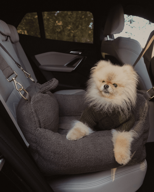 By Teddy The Cosy Dog Car Seat | Vegan Sherpa Fabric-Dog Car Seat-By Teddy- Silver Circle Pets