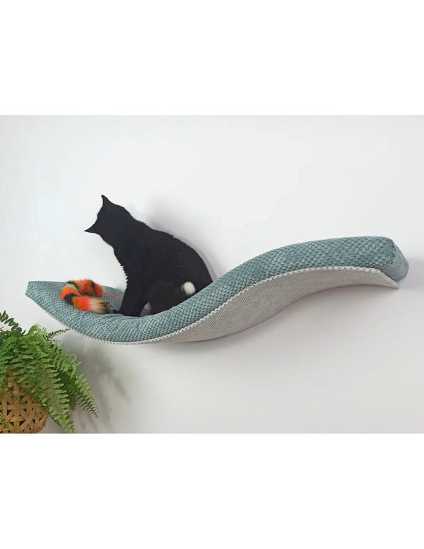 Cat's Atelier Cat Wall Shelf | Playful Curve Left 75 cm-Cat Shelf-Cat's Atelier- Silver Circle Pets