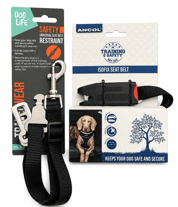 Dog Life Adjustable Dog Car Seat Belt | Triple Adapter-Dog Car Seat Belt-Dog Life- Silver Circle Pets