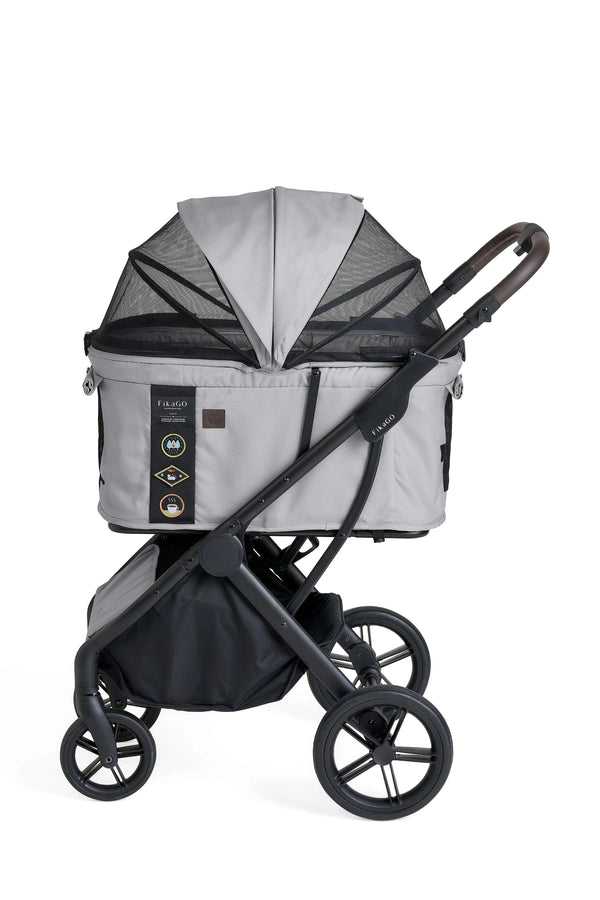 FikaGO Agile 2 Pet Stroller | Auto One-Second Fold-Pet Strollers-FikaGo- Silver Circle Pets