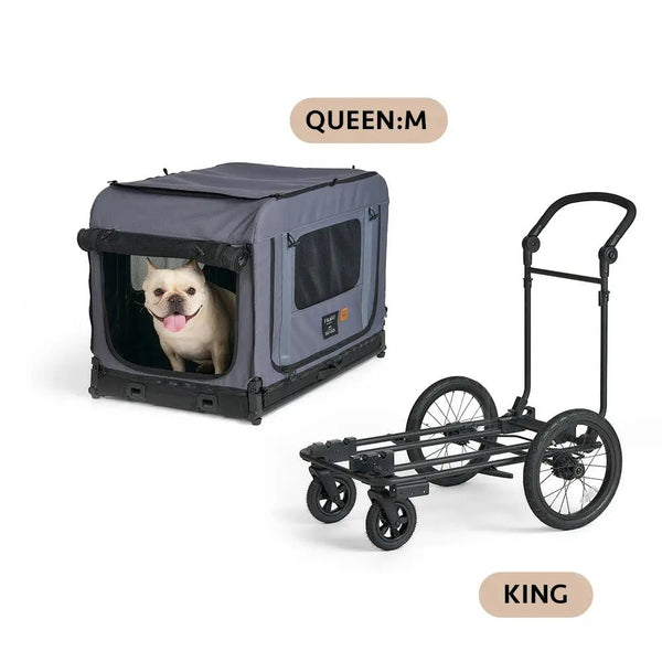 FikaGO King + Queen Pet Wagon | 3-in-1 Wagon & Multi-Size Kennel & Bike Trailer-Pet Trailer-FikaGo- Silver Circle Pets