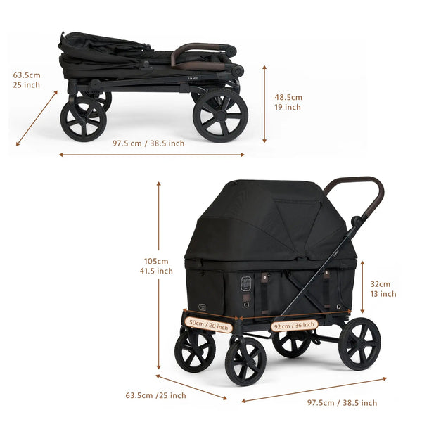 FikaGO KROSS Large Pet Wagon | 100kg Capacity Push & Pull System-Pet Strollers-FikaGo- Silver Circle Pets