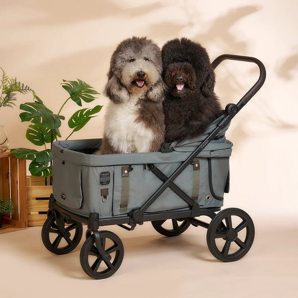 FikaGO KROSS Large Pet Wagon | 100kg Capacity Push & Pull System-Pet Strollers-FikaGo- Silver Circle Pets