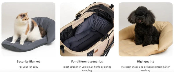 FikaGO Mushroom Pet Stroller Pillow & Curve Cushion-Pet Stroller Accessories-FikaGo- Silver Circle Pets