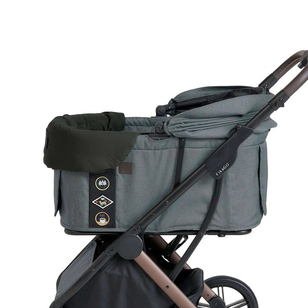FikaGO Pet Pram Cushion | Reversible & Magnetic-Pet Stroller Accessories-FikaGo- Silver Circle Pets