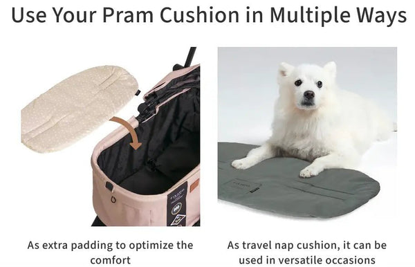 FikaGO Pet Pram Cushion | Reversible & Magnetic-Pet Stroller Accessories-FikaGo- Silver Circle Pets