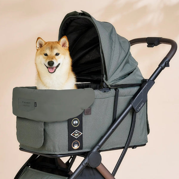 FikaGO Pet Pram Cushion | Reversible & Magnetic-Pet Stroller Accessories-FikaGo- Silver Circle Pets