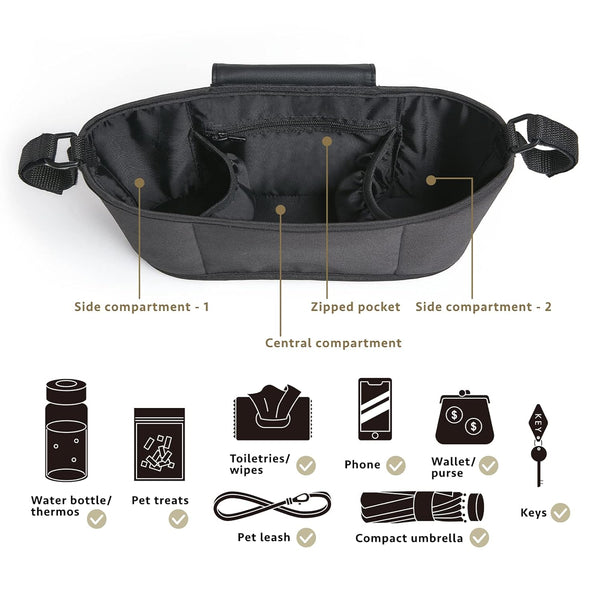 FikaGO Pet Stroller Organiser-Pet Stroller Accessories-FikaGo- Silver Circle Pets