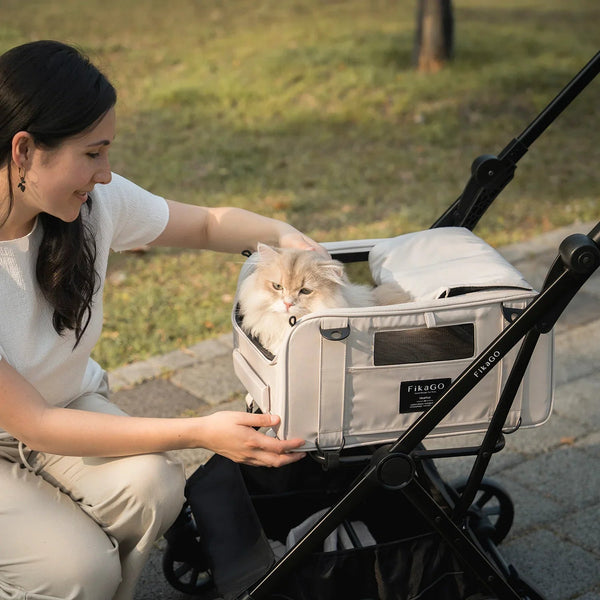 FikaGO Truffle Plus | 6-in-1 Folding Pet Carrier-Pet Carrier-FikaGo- Silver Circle Pets