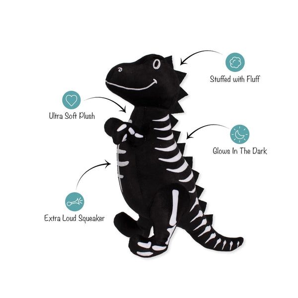 Fringe Studio Trick Rawr Treat Plush Dog Toy | Glow-in-the-Dark-Dog Toy-Fringe Studio- Silver Circle Pets