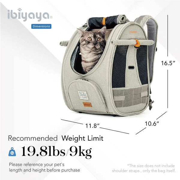 Ibiyaya Adventure Cat Carrier Backpack | Airline-Approved-Pet Accessories-Ibiyaya- Silver Circle Pets