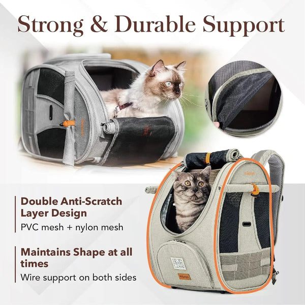Ibiyaya Adventure Cat Carrier Backpack | Airline-Approved-Pet Accessories-Ibiyaya- Silver Circle Pets