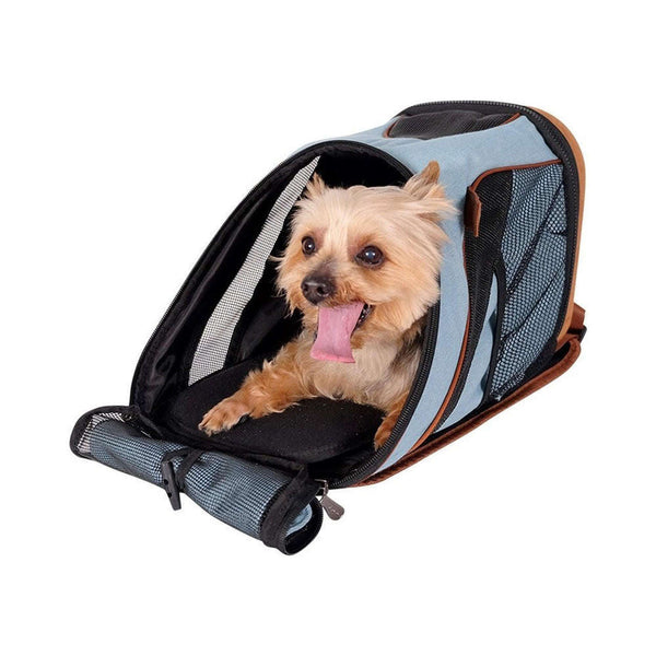 Ibiyaya Denim Fun Lightweight Pet Backpack | Airline-Approved-Pet Accessories-Ibiyaya- Silver Circle Pets